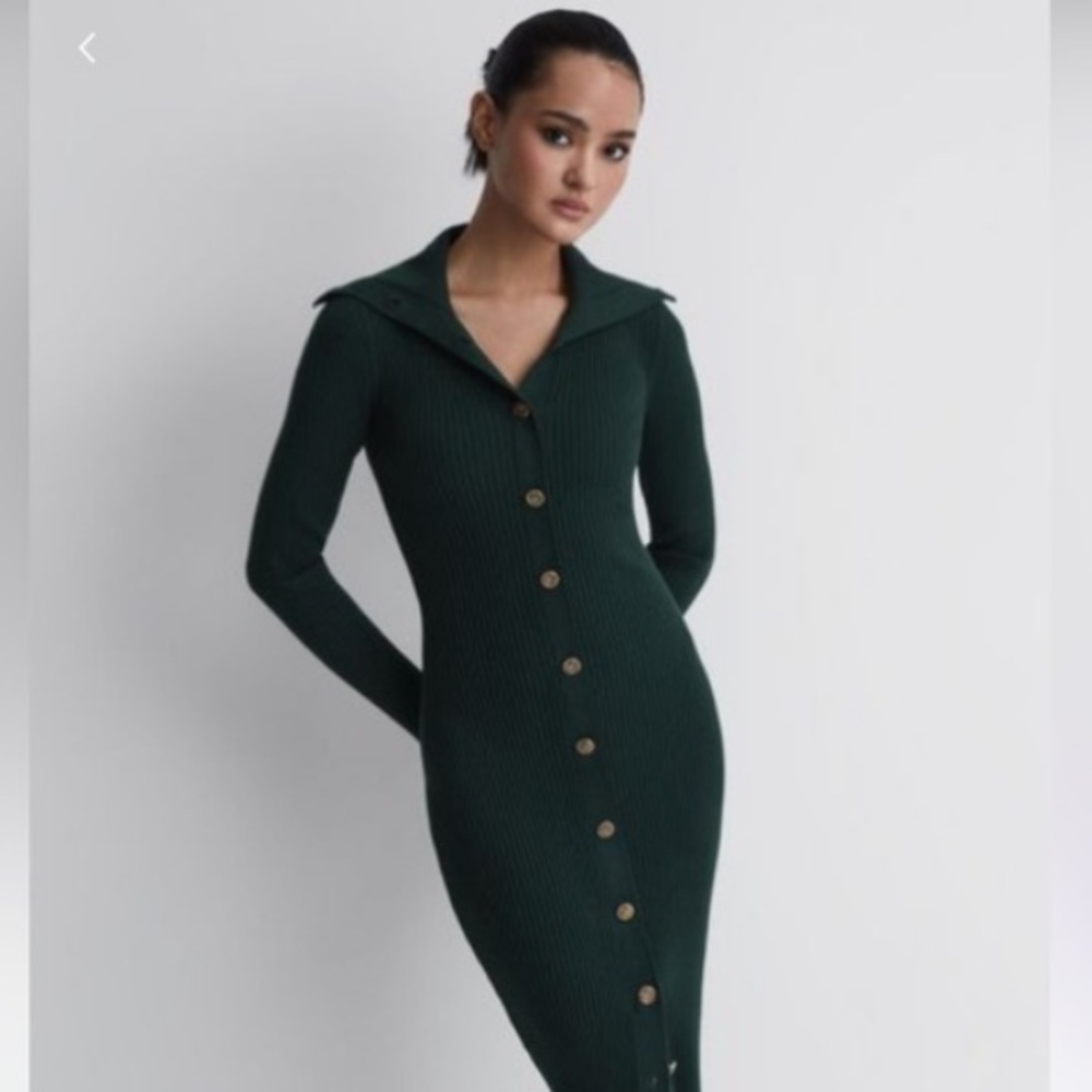 NWOT Reiss Maria Button Through Bodycon Midi Dress